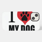 Etui iPhone 13 J'aime mon chien jeter l'oreiller (Verso Horizontal)