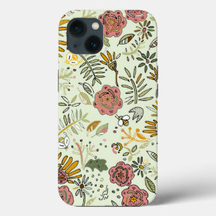 Etui iPhone 13 Jardin de fleurs sauvages fantaisiste & motif de b