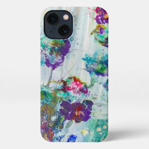 Etui iPhone 13 Jardin des colibris Peinture abstraite