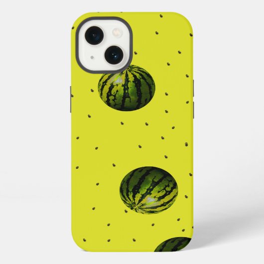 Etui iPhone 13 jaune pastèque avec graines (Verso)