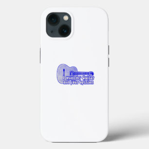 Etui iPhone 13 Je veux ma guitare. pas votre avis. bleu vintage