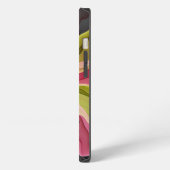 Etui iPhone 13 Joie, Monogramme Fractal de Fleur Anthracite Vert (Côté gauche)