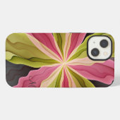 Etui iPhone 13 Joie, Monogramme Fractal de Fleur Anthracite Vert (Verso Horizontal)