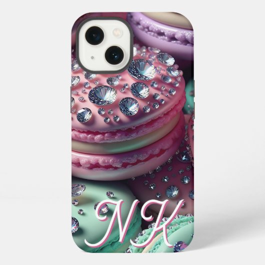 Etui iPhone 13 Joli Macaron Bling Monogrammé (Verso)