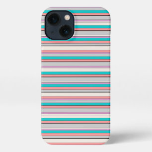 Etui iPhone 13 Jolies rayures grises aqua