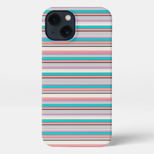 Etui iPhone 13 Jolies rayures grises aqua (Verso)