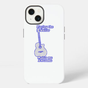 Etui iPhone 13 Jouer de la guitare me rend génial. bleu vintage