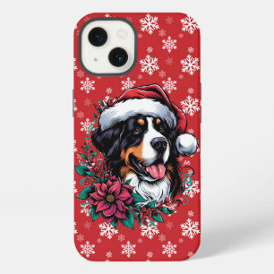Etui iPhone 13 Joyeux Noël Bernese Mountain Dog Santa Hat
