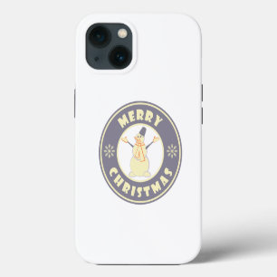 Etui iPhone 13 Joyeux Noël bonhomme de neige célèbre style de caf