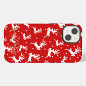 Etui iPhone 13 Joyeux Noël Rénes Rouges (Verso Horizontal)