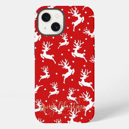 Etui iPhone 13 Joyeux Noël Rénes Rouges (Verso)