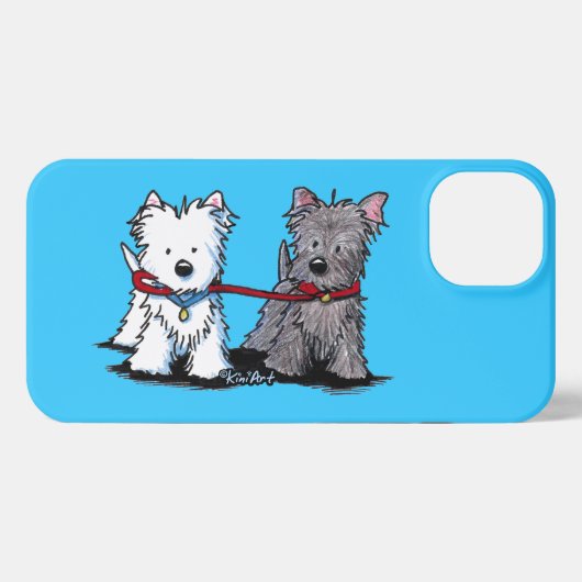 Etui iPhone 13 KiniArt Terrier Walkers (Verso Horizontal)
