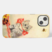 Etui iPhone 13 Kitten avec ruban rouge (Verso Horizontal)