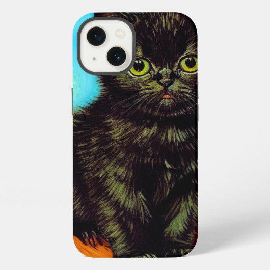 Etui iPhone 13 Kitten Boudeur de Style Van Gogh (Verso)