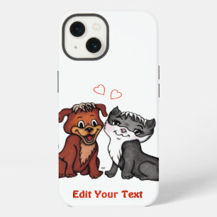 Etui iPhone 13 Kitty et Puppy, modifiez votre texte