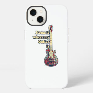 Etui iPhone 13 La maison est là où est ma guitare. mots de motiva