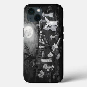 Etui iPhone 13 La nuit sur le cimetière - Angel avec Diable