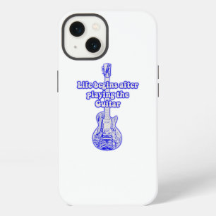 Etui iPhone 13 La vie commence après avoir joué de la guitare. bl