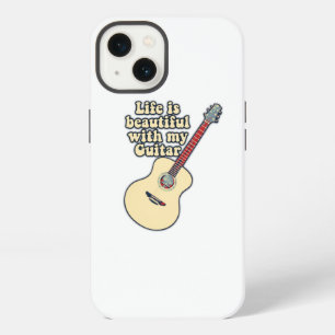 Etui iPhone 13 La vie est belle avec ma guitare. des mots positif