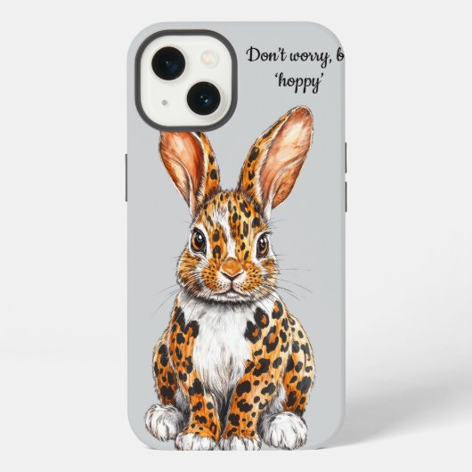 Etui iPhone 13 Lapin unique avec léopard tacheté (Verso)