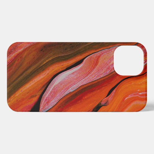 Etui iPhone 13 Lave coulée dans différentes nuances de rouge (Verso Horizontal)