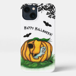 Etui iPhone 13 Le fantôme d'Halloween, chauve-souris, fantôme et 