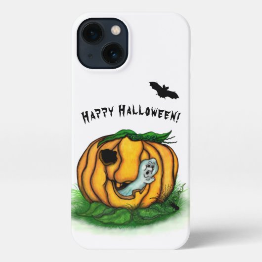 Etui iPhone 13 Le fantôme d'Halloween, chauve-souris, fantôme et  (Verso)