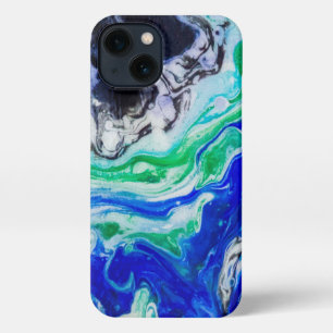 Etui iPhone 13 L'écoulement de la peinture abstraite de la rivièr