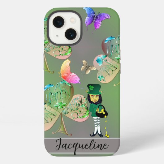 Etui iPhone 13 Leprechaun & Shamrock (Verso)