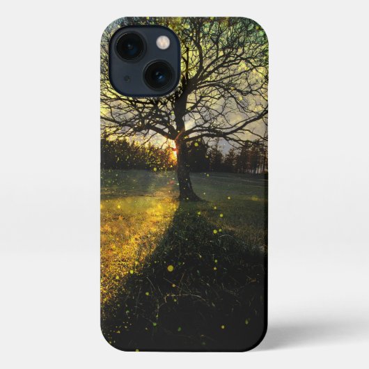 Etui iPhone 13 Les lucioles magiques paysage onirique (Verso)