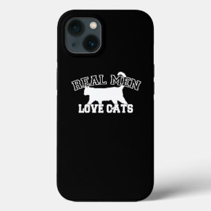 Etui iPhone 13 Les vrais hommes aiment les chats sur fond noir