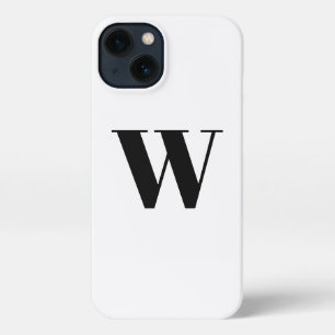 Etui iPhone 13 Lettre initiale minimaliste monogramme noir et bla