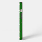 Etui iPhone 13 Lézards et geckos, sur fond vert pin (Côté gauche)