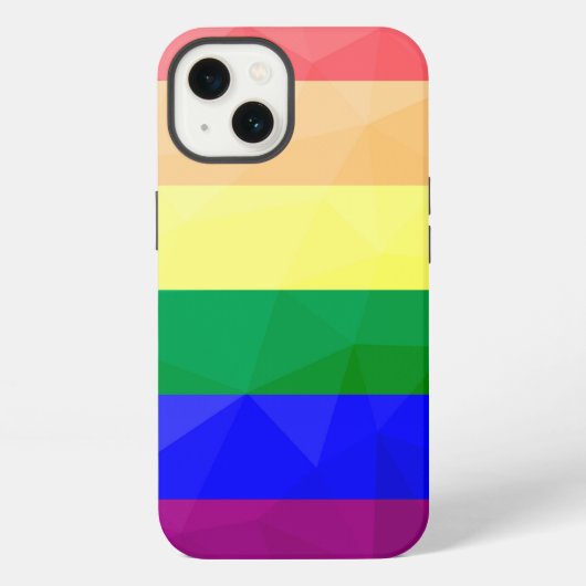 Etui iPhone 13 LGBT flag rainbow lines geometric mesh pattern (Verso)