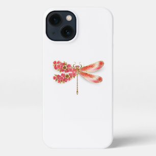 Etui iPhone 13 libellule de fleurs avec sakura de bijoux