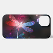 Etui iPhone 13 libellule rouge brillante (Verso Horizontal)