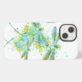 Etui iPhone 13 Libellule sarcelle éclaboussure (Verso Horizontal)
