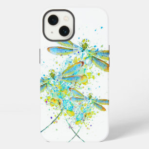 Etui iPhone 13 Libellule sarcelle éclaboussure