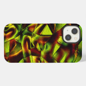 Etui iPhone 13 Liens déformés de rubans verts brûlés (Verso Horizontal)