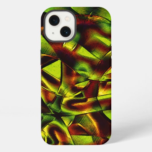 Etui iPhone 13 Liens déformés de rubans verts brûlés (Verso)