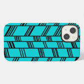 Etui iPhone 13 Lignes Art Déco Bleues (Verso Horizontal)