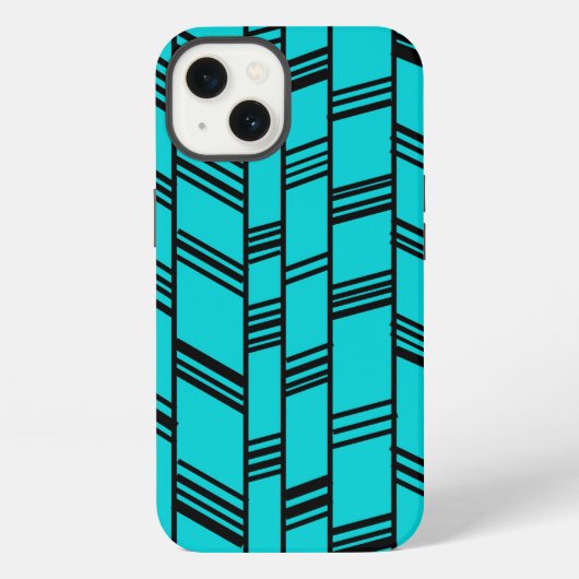 Etui iPhone 13 Lignes Art Déco Bleues (Verso)