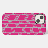 Etui iPhone 13 Lignes Art Déco Fuchsia (Verso Horizontal)