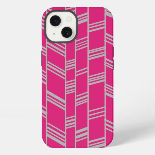 Etui iPhone 13 Lignes Art Déco Fuchsia (Verso)