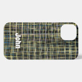Etui iPhone 13 Lignes de grille jaune Motif d'art Abstrait (Verso Horizontal)