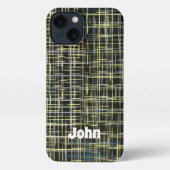 Etui iPhone 13 Lignes de grille jaune Motif d'art Abstrait (Verso)