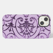 Etui iPhone 13 Lilac scrollwork motif Coque-Mate coque iphone (Verso Horizontal)