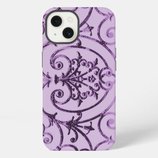 Etui iPhone 13 Lilac scrollwork motif Coque-Mate coque iphone (Verso)