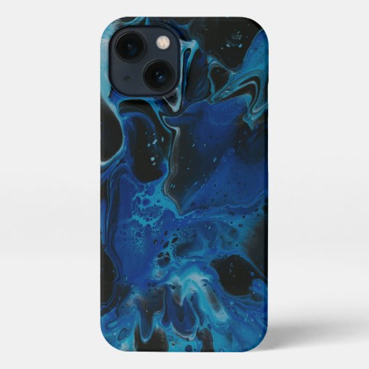 Etui iPhone 13 Liquide psychédélique bleu foncé (Verso)