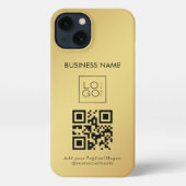 Etui iPhone 13 Logo professionnel Carré personnalisé Code QR Gold (Verso)